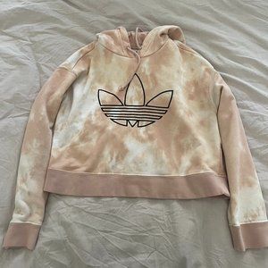 adidas light pink tye dye cropped hoodie xs